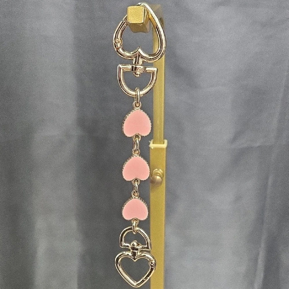 Gold-Tone Pink Heart Drop Bag Charm